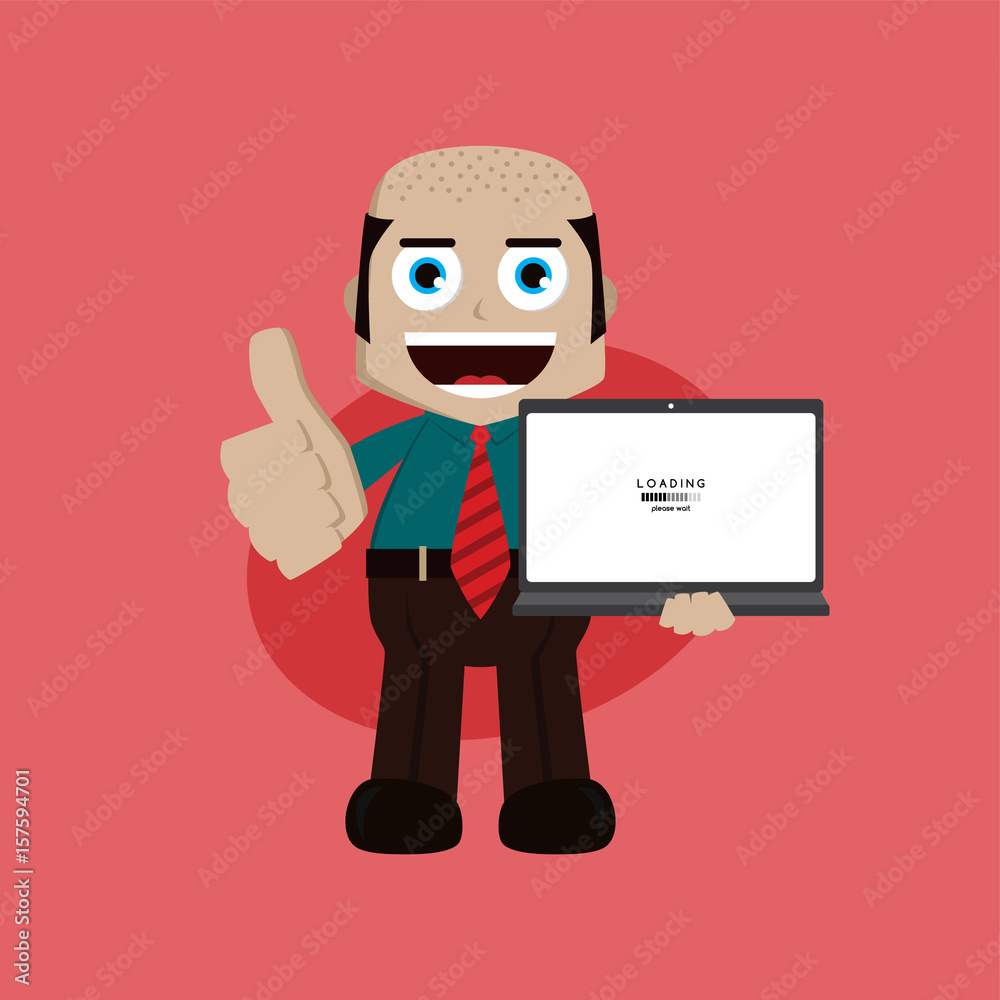 businessman manager at work holding laptop cartoon vector art businessman manager at work holding laptop cartoon vector art