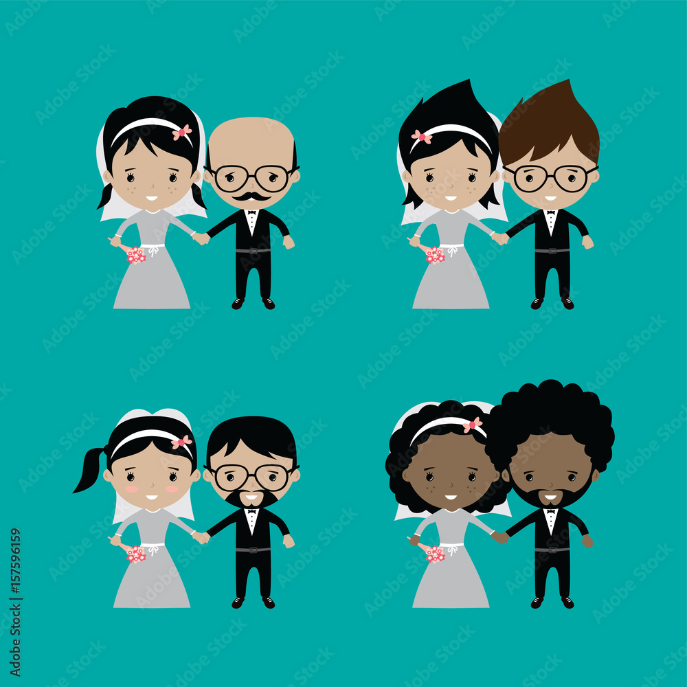 adorable groom and bride lovely marriage cartoon theme adorable groom and bride lovely marriage cartoon theme
