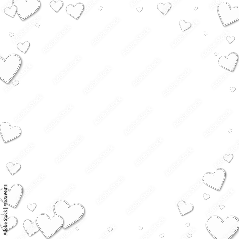 Cutout paper hearts. Corner frame on white background. Vector illustration. Cutout paper hearts. Corner frame on white background. Vector illustration.