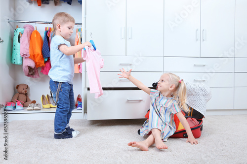 Cute small kids playing in ...