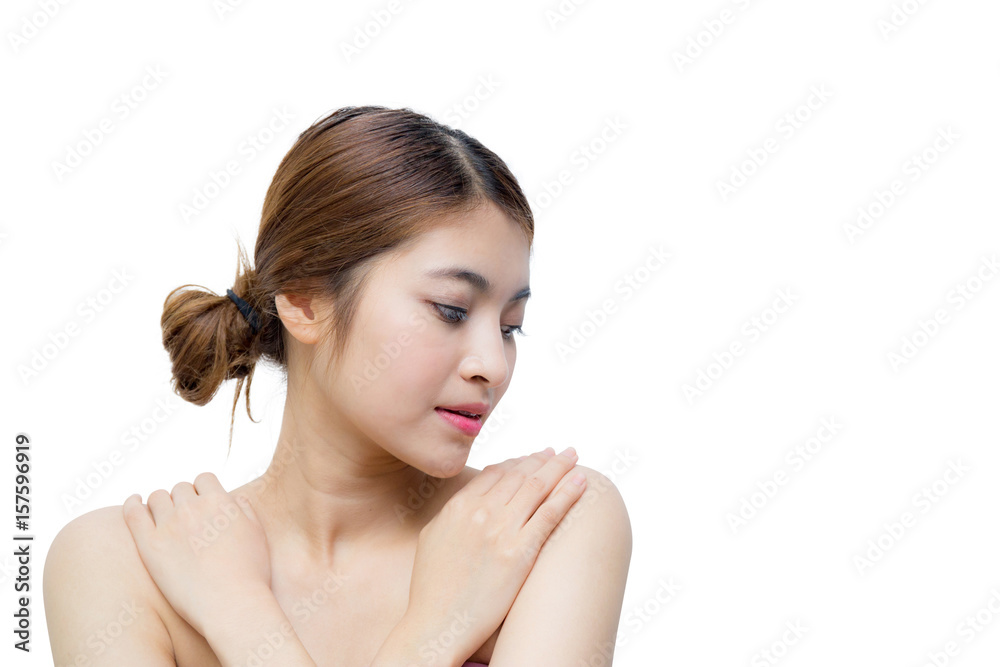 Beautiful girl with makeup, youth and skin care concept / attractive asian girl isolated on white background Beautiful girl with makeup, youth and skin care concept / attractive asian girl isolated on white background