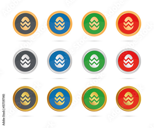 Osterei mit Zacken - Buttons Set - Bronze, Silber, Gold
