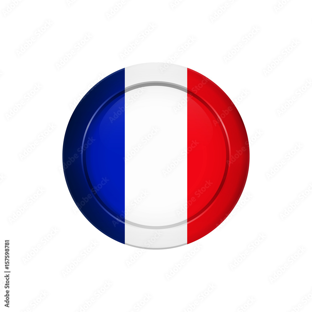 French flag on the round button, vector illustration French flag on the round button, vector illustration