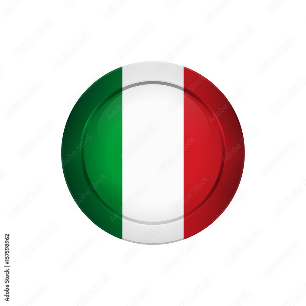 Italian flag on the round button, vector illustration Italian flag on the round button, vector illustration