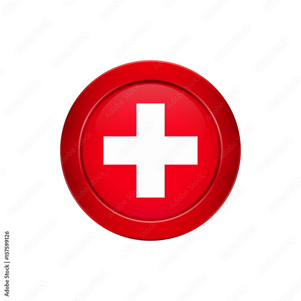 Swiss flag on the round button, vector illustration Swiss flag on the round button, vector illustration
