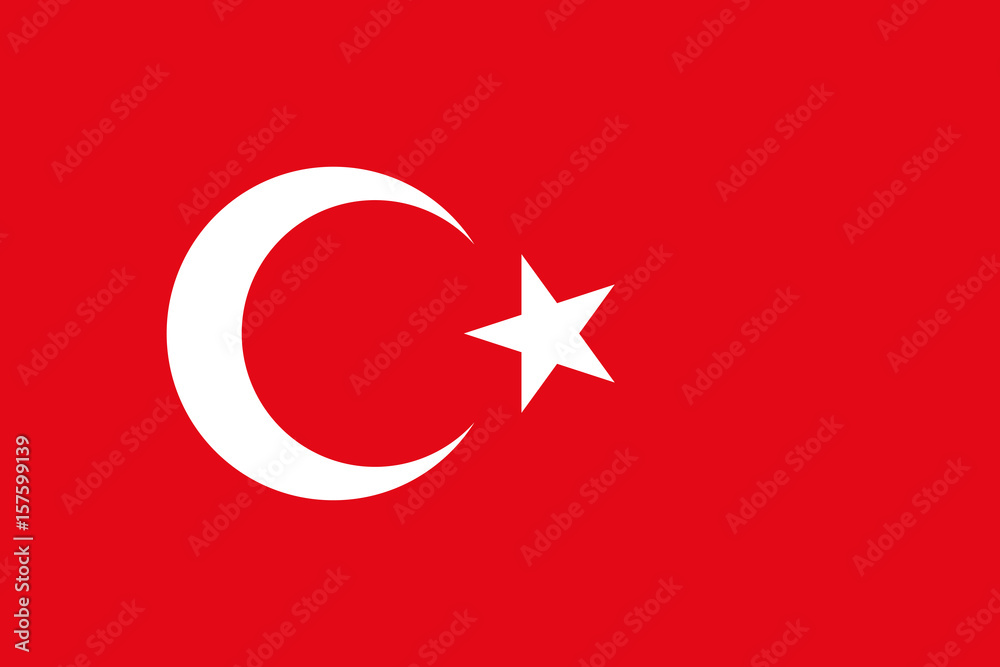 Obraz premium Turkish flag, flat layout, vector illustration