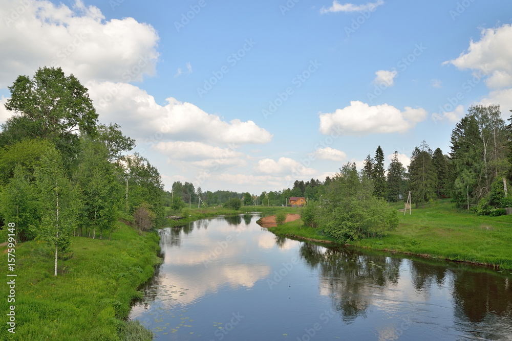 Landscape on the river Oredezh at Vyritsa in the summer Landscape on the river Oredezh at Vyritsa in the summer