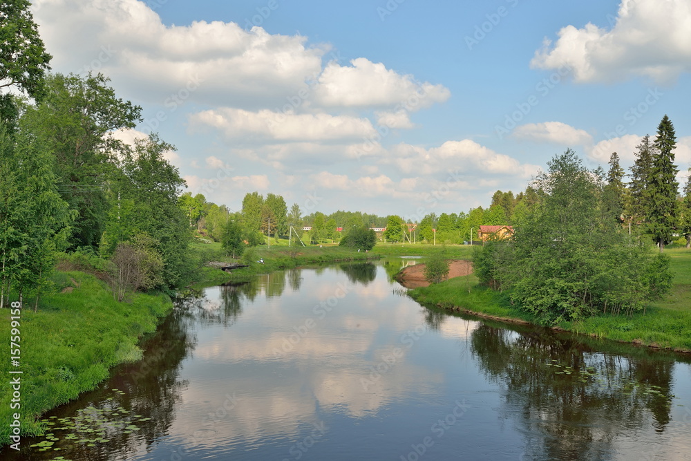 Landscape on the river Oredezh at Vyritsa in the summer