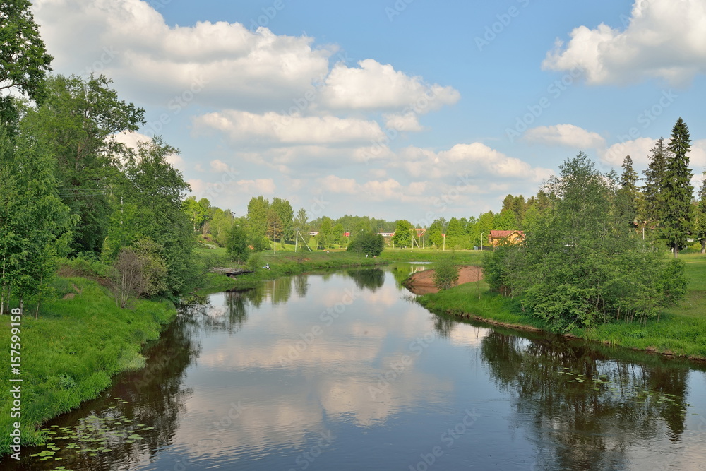 Landscape on the river Oredezh at Vyritsa in the summer Landscape on the river Oredezh at Vyritsa in the summer