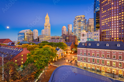 Boston, Massachusetts, USA downtown cityscape.