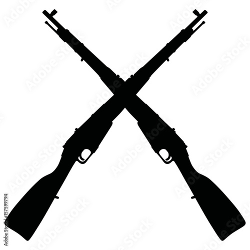 Black silhouettes of two old military rifles