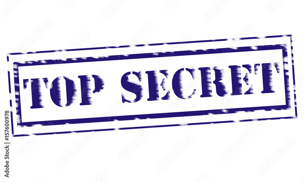 TOP SECRET blue Stamp Text on white backgroud