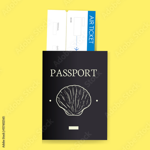 Passport with ticket vector illustration