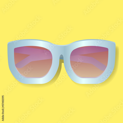 Pink Lens with Blue Frame Sunglasses Vector Illustration