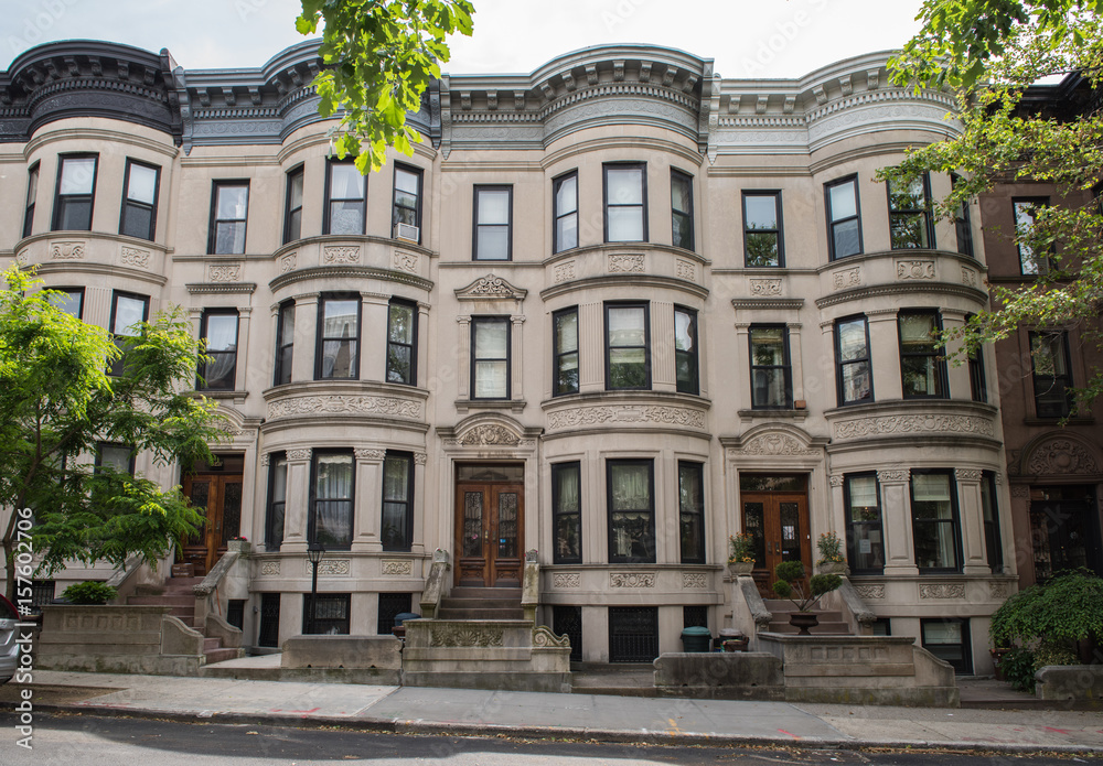 Views of classic brownstone homes & exteriors in the Park Slope neighborhood of Brooklyn