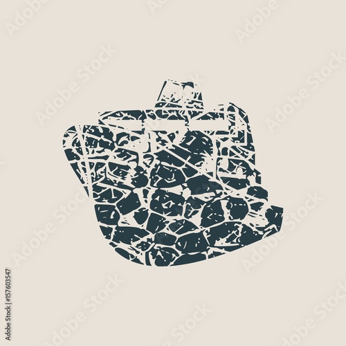 Ferry boat icon. Image relative to sea travelling. Grunge cracked texture