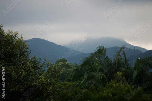 landscape of under heaven cloudy mountains with clouds in the summit
