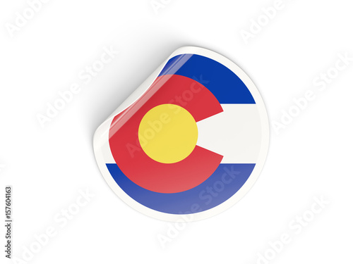 Flag of colorado, US state round sticker