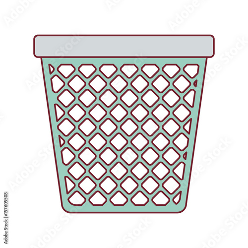 colorful graphic of office trash can with dark red line contour vector illustration