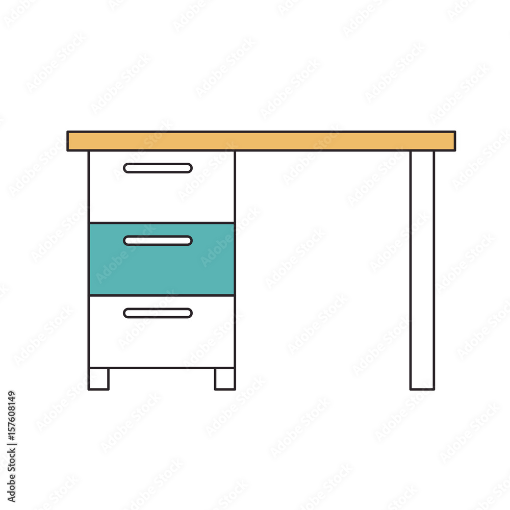 silhouette color sections of wooden office desk with drawers vector illustration silhouette color sections of wooden office desk with drawers vector illustration