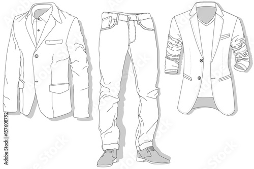 Photos Jeans and jacket illustration vector set