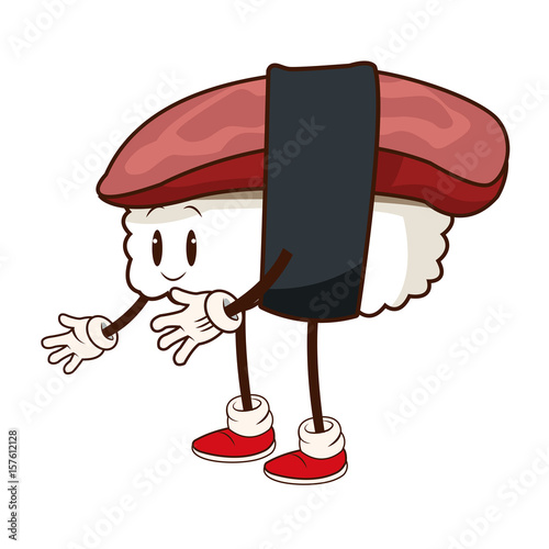 kawaii sushi food japanese funny character vector illustration