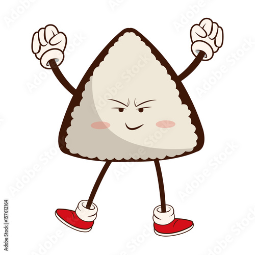 kawaii sushi food japanese funny character vector illustration