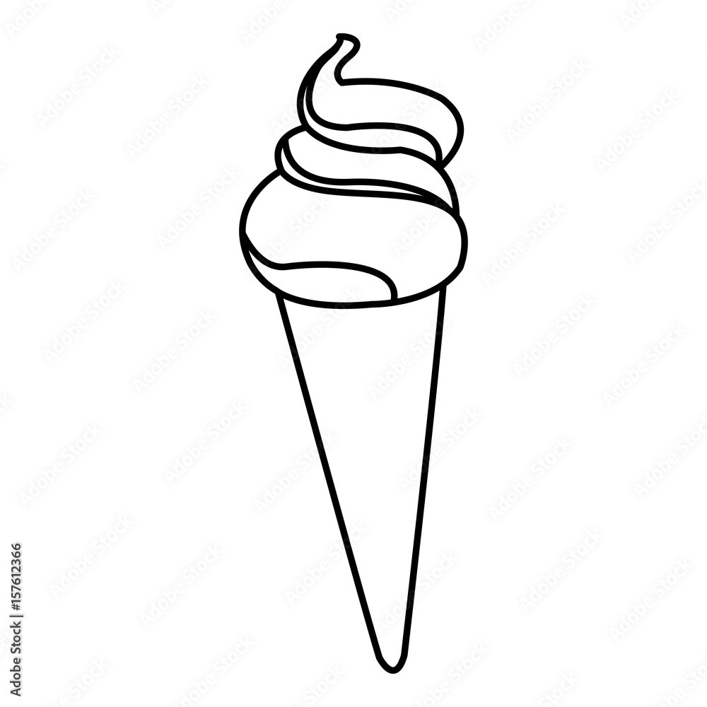 ice cream cone wafer sweet sweet food outline vector illustration ice cream cone wafer sweet sweet food outline vector illustration