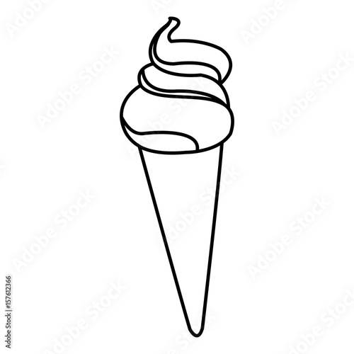 ice cream cone wafer sweet sweet food outline vector illustration
