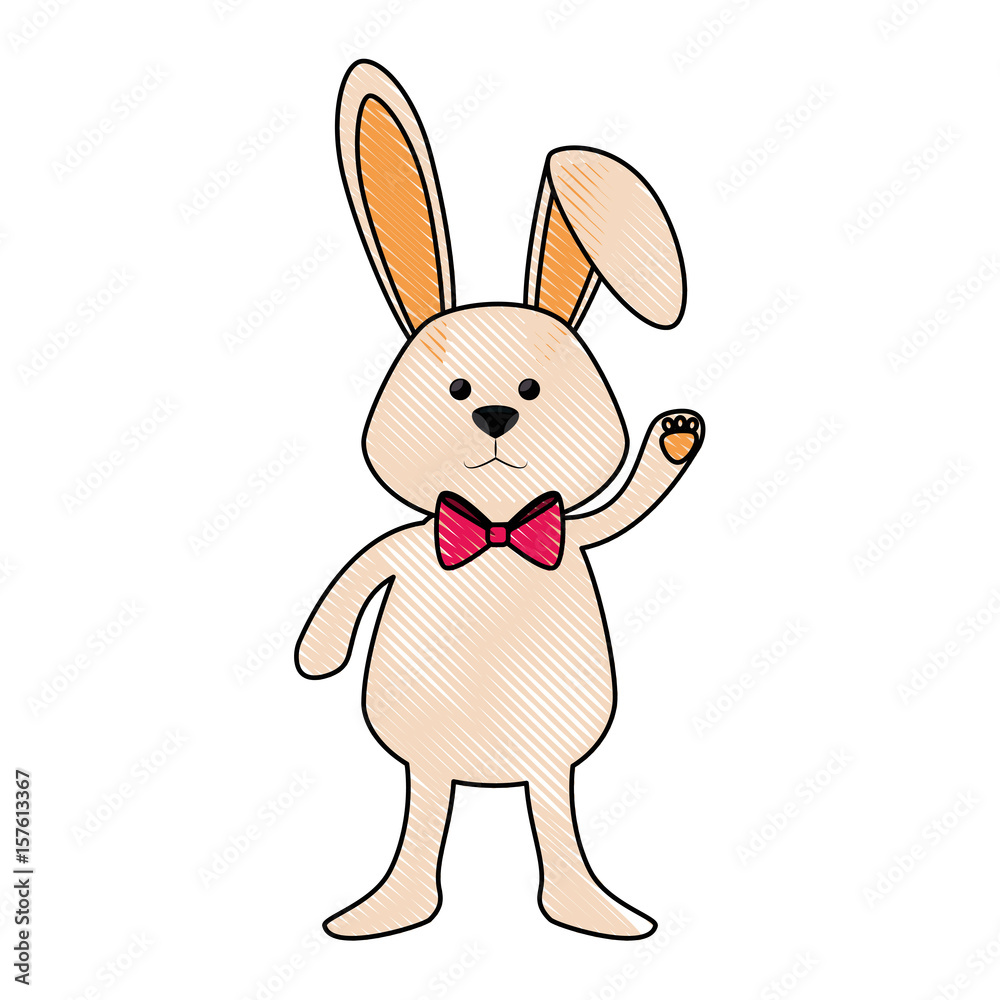 Fototapeta premium Cute easter bunny cartoon icon vector illustration graphic