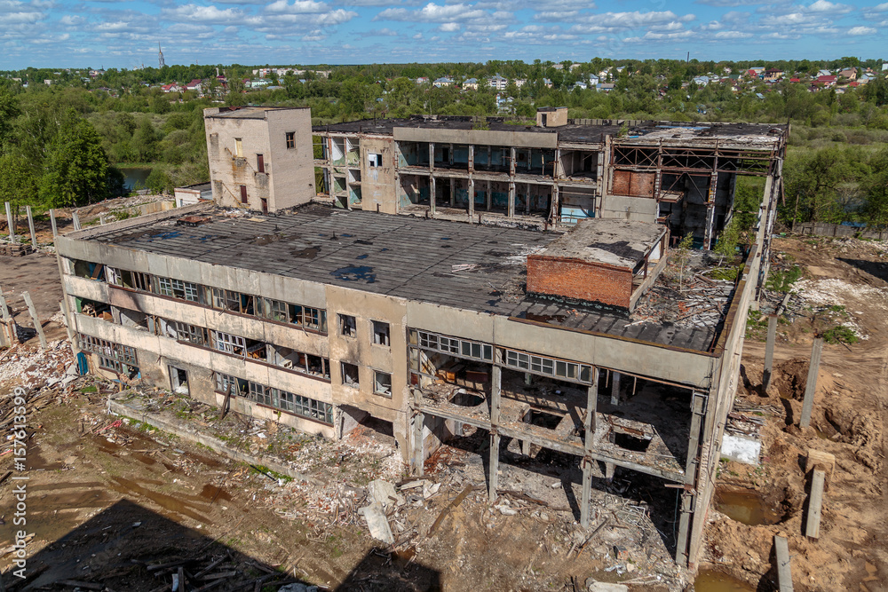 Abandoned dilapidated industrial building