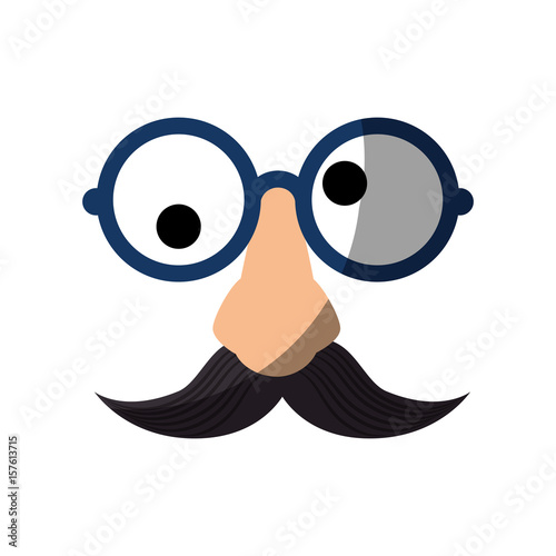 Eye glasses with mustache joke mask icon vector illustration graphic design