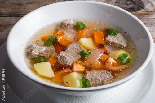 Bowl of meat soup