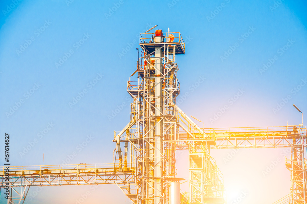 Industrial view at oil refinery plant form industry zone