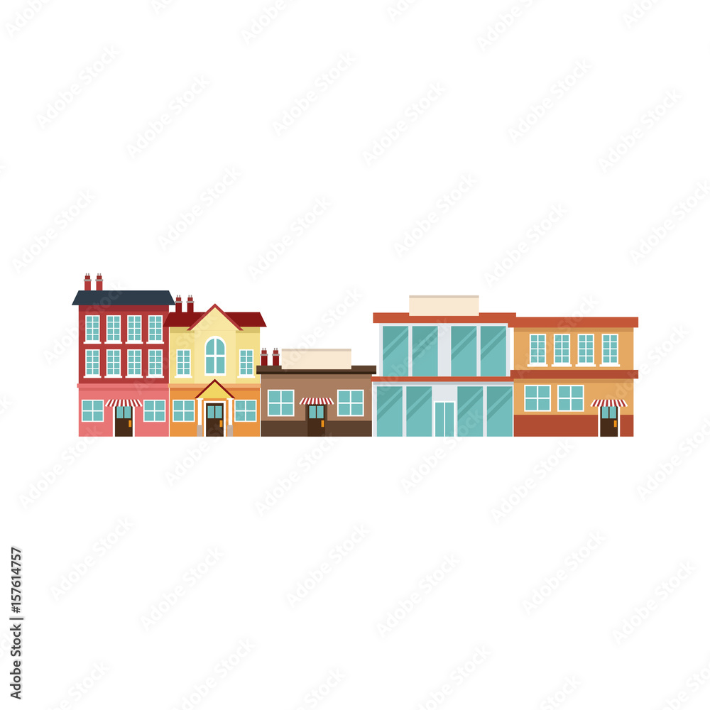 city buildings and skyscrapers of urban skyline business apartment commercial vector illustration