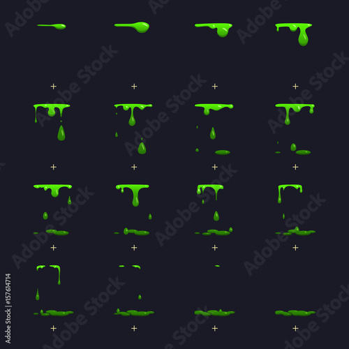 Toxic waste, dripping green slime vector animation sprite