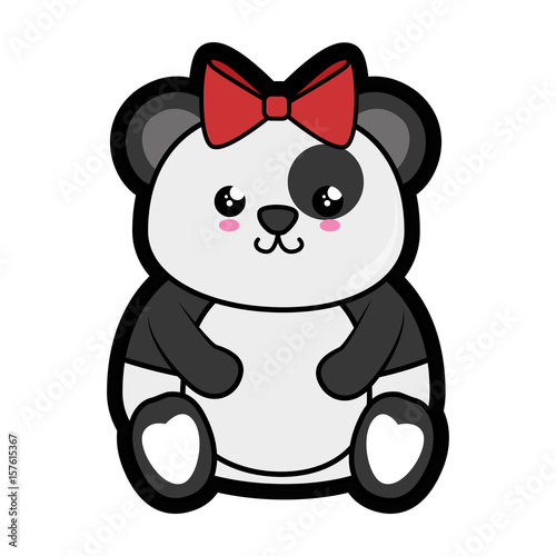 Bear panda kawaii cartoon icon vector illustration graphic design