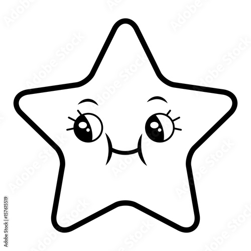 kawaii cute star caricature facial expression design vector illustration