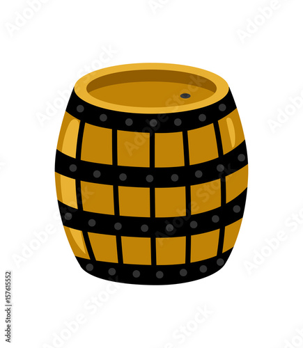 Wooden rum barrel icon. Children drawing vector illustration isolated on white background.