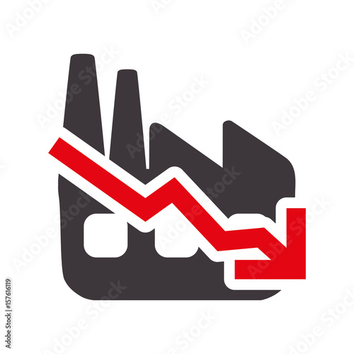 factory with low production statements vector illustration
