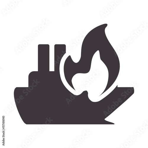 emergency ship burnt and danger disaster vector illustration