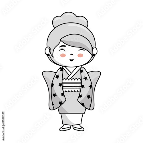 Cute japanese girl cartoon icon vector illustration graphic design photo