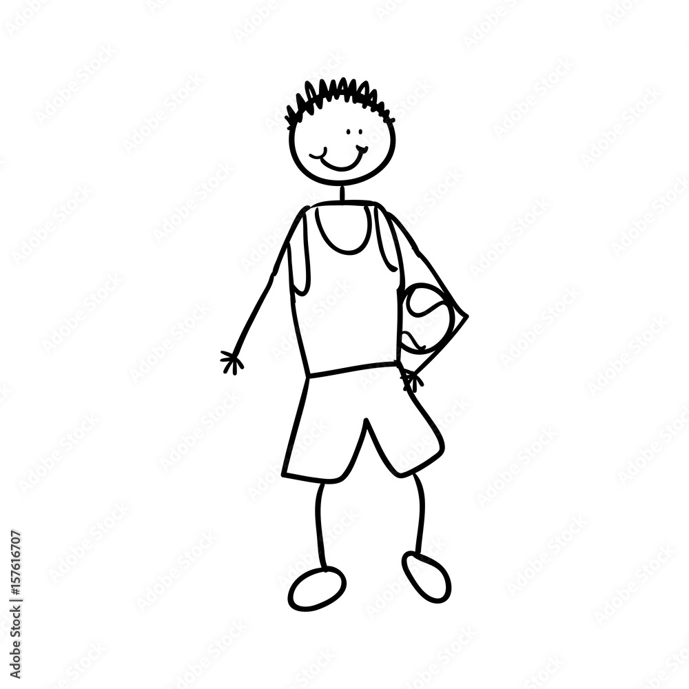 boy with sport clothes and balle vector illustration