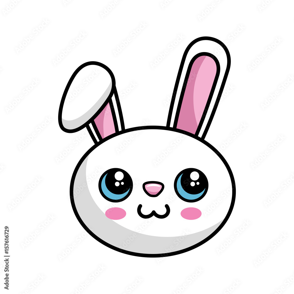 kawaii happy rabbit icon over white background. vector illustration kawaii happy rabbit icon over white background. vector illustration