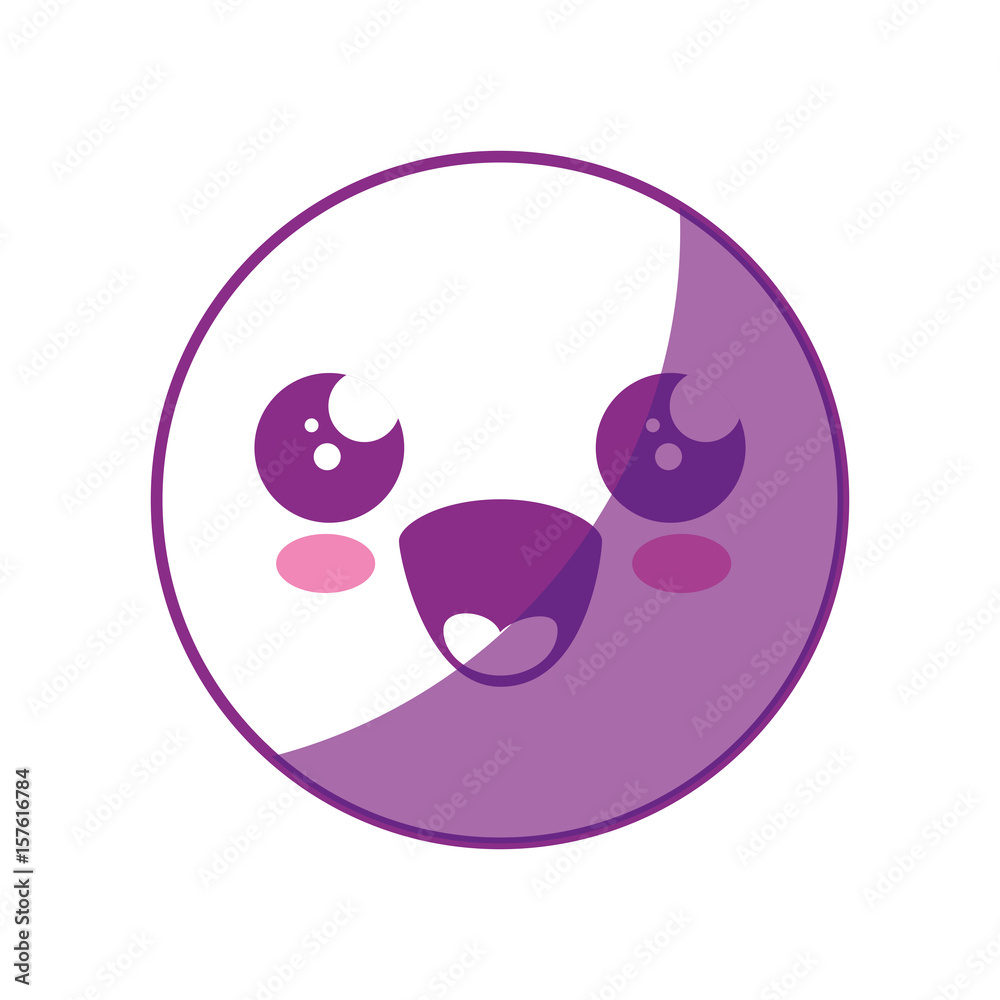 kawaii happy face icon over white background. vector illustration kawaii happy face icon over white background. vector illustration