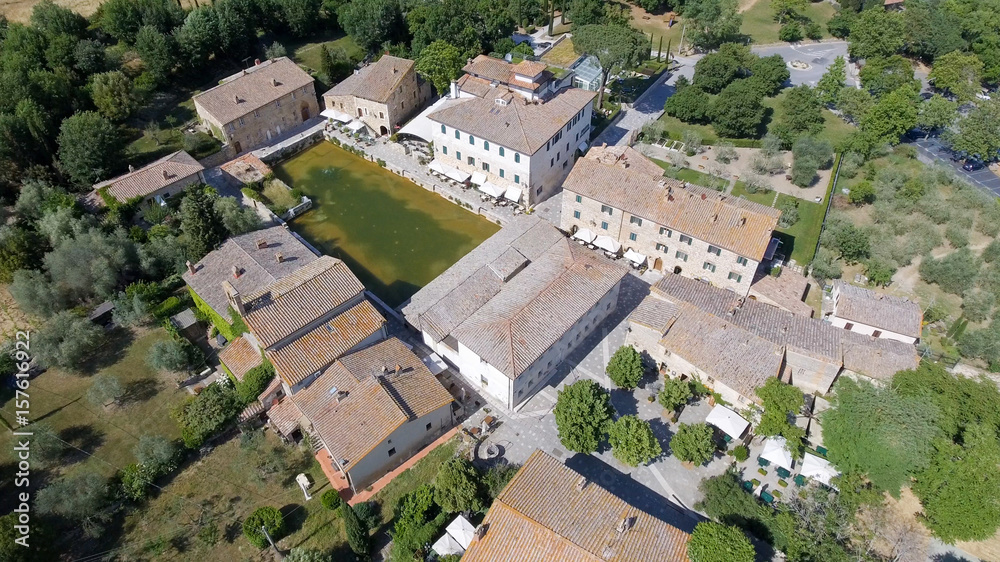Amazing aerial view of Bagno Vignoni, Tuscany - Italy Amazing aerial view of Bagno Vignoni, Tuscany - Italy