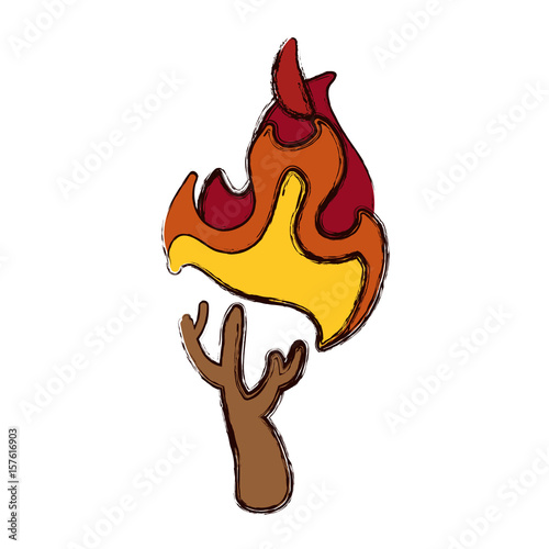 stick fire and natural warm vector illustration