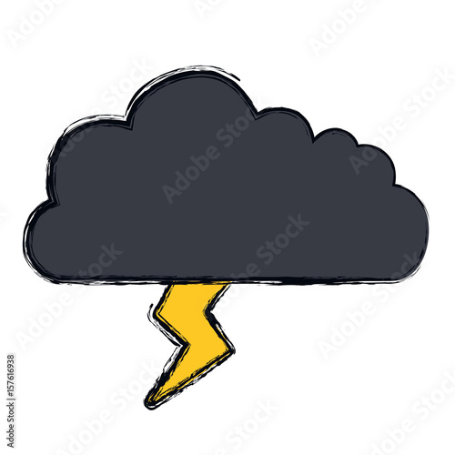 cloud with thunder dangerous weather, vector illustration