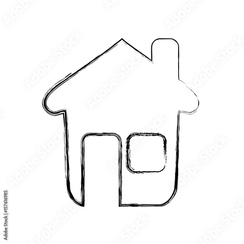 figure nice house with window and door vector illustration