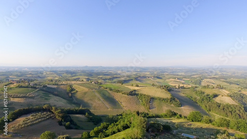 Beautiful aerial view of Tuscany Hills, Italy in spring